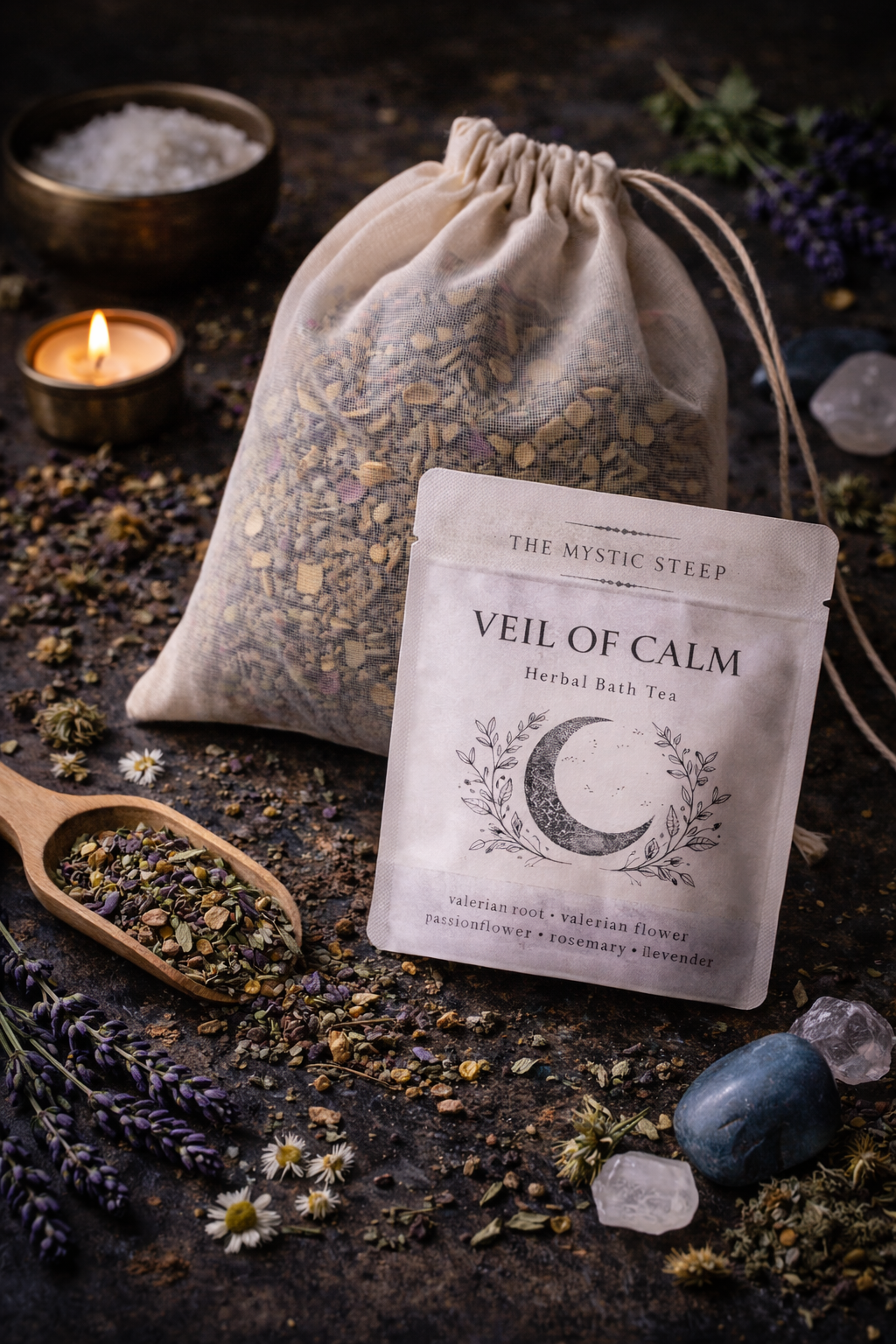 Veil of Calm Bath Tea | Herbal Bath Soak for Stress Relief Rituals